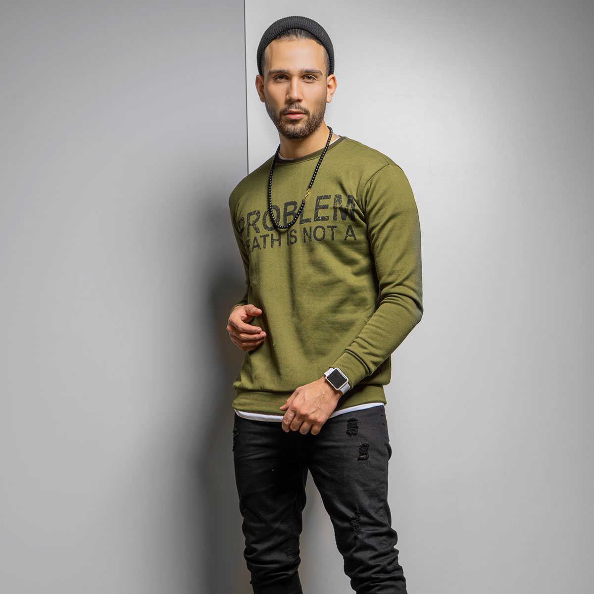 پلیور تو کرکی سبز مردانه مدل Alferd