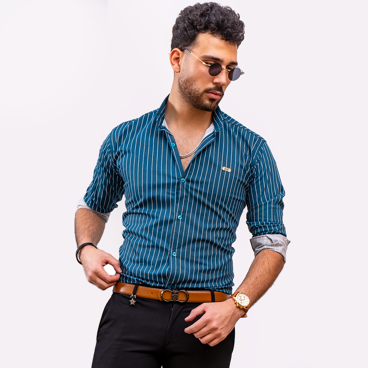 پيراهن مردانه رنگ سبز مدل Nelson