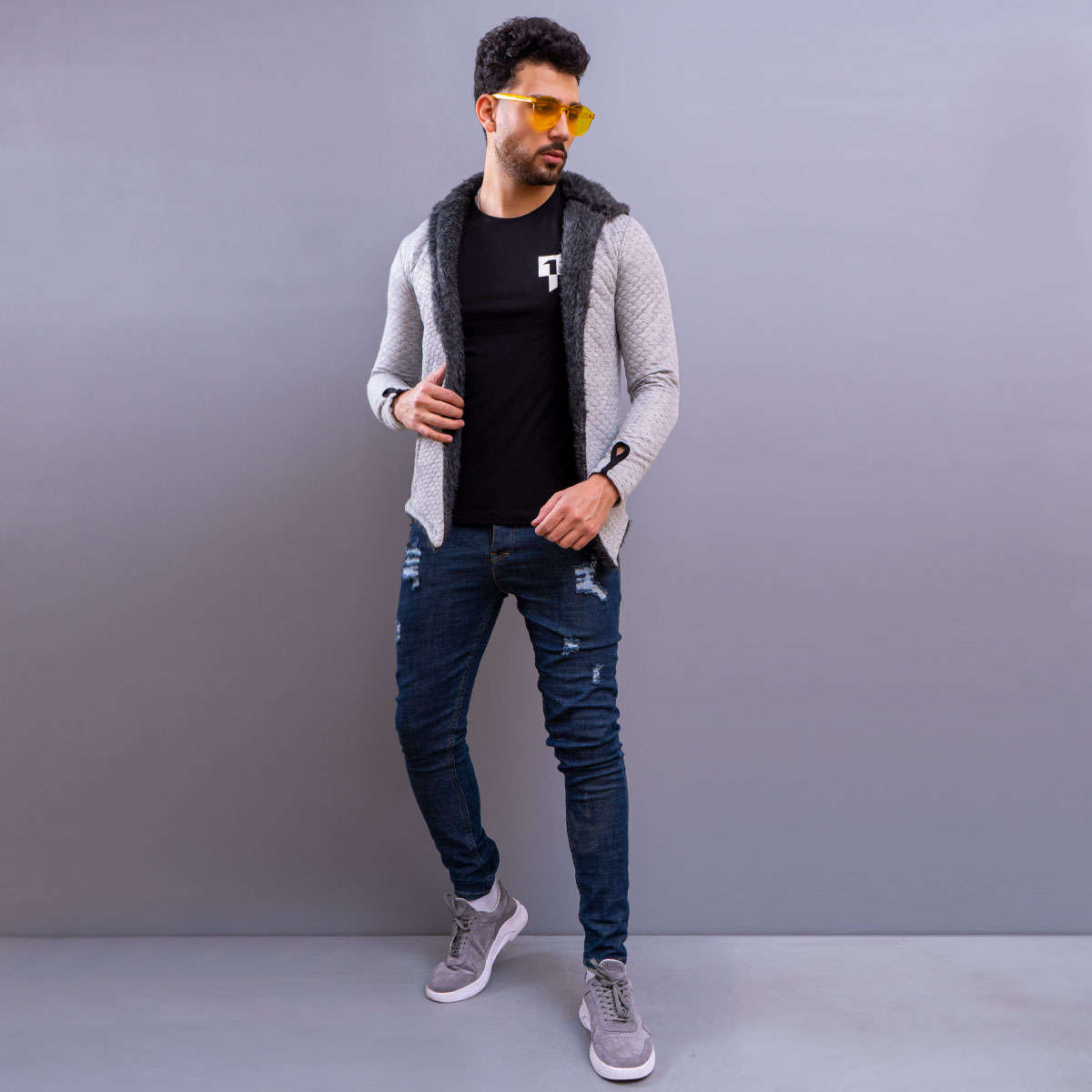 هودی مردانه مدل arad رنگ طوسی