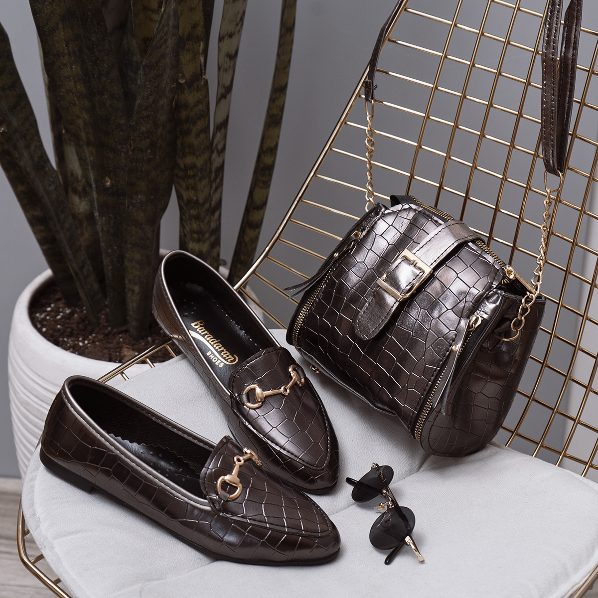 ست كيف و كفش دخترانه رنگ دودي مدلSaylor