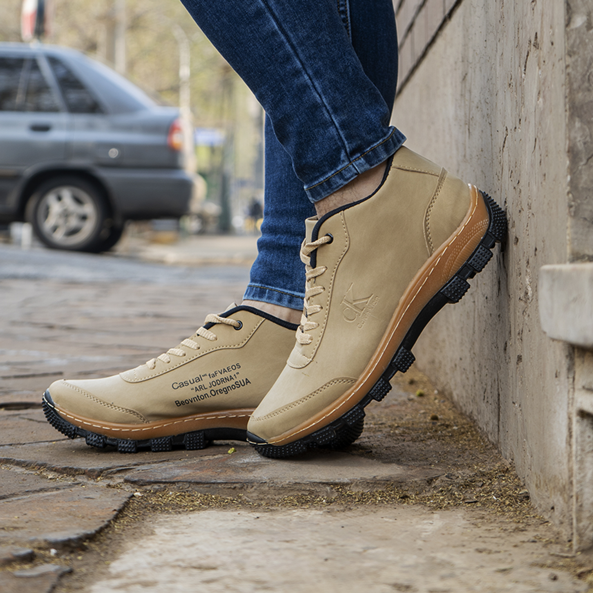 نیم بوت مردانه کرم CK مدل Behdad
