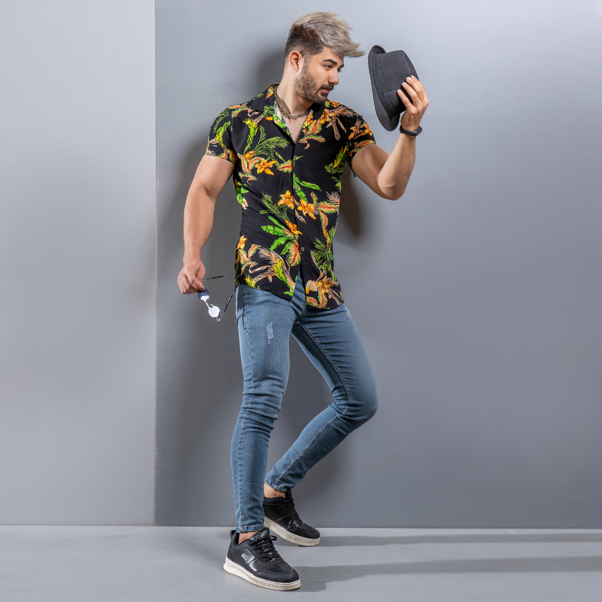 پيراهن هاوايي مردانه مدل Natan