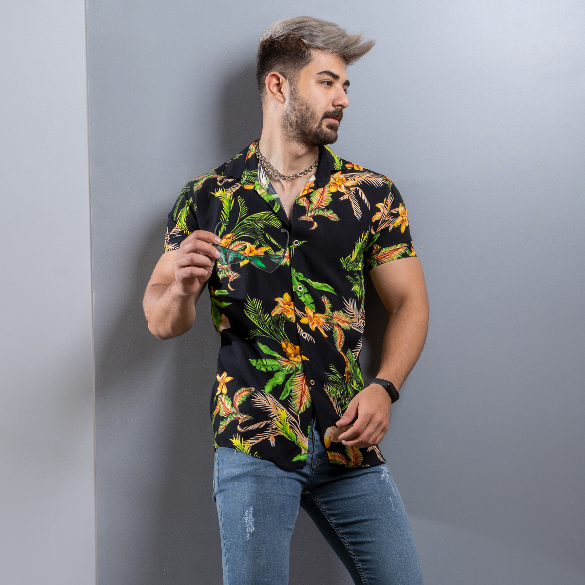 پيراهن هاوايي مردانه مدل Natan