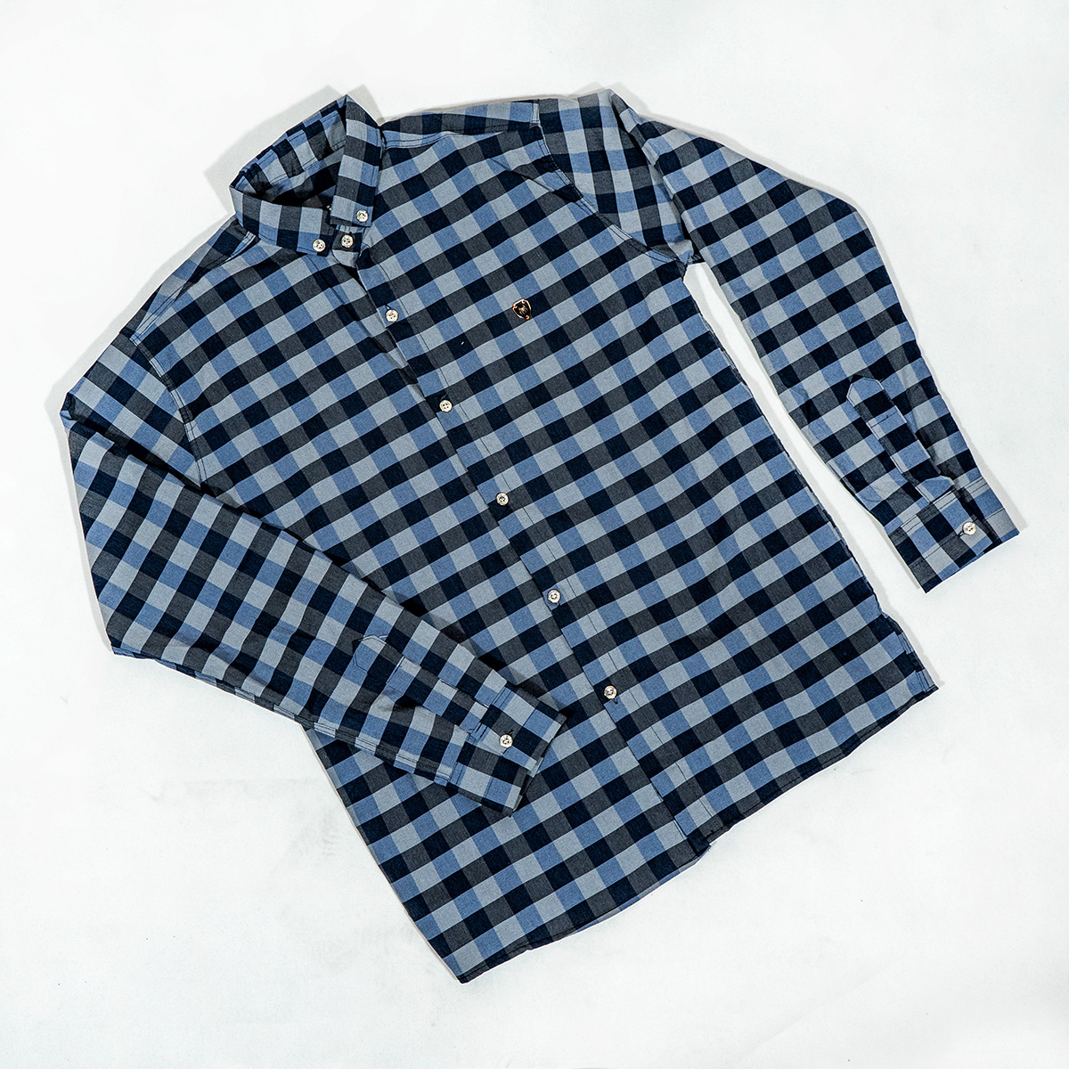 پیراهن چهار خونه آبی مردانه مدل Morik