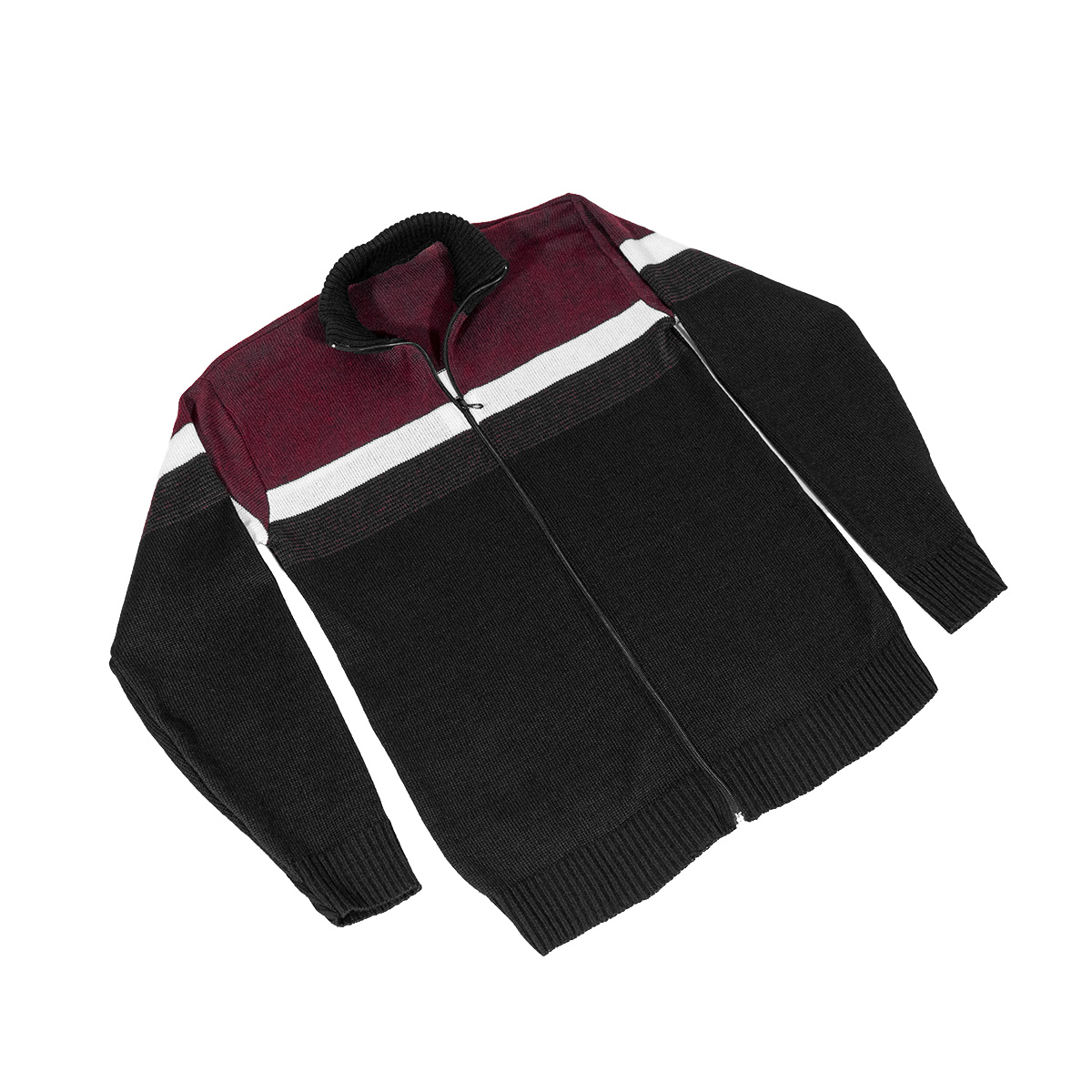 بافت مردانه زیپ دار دورنگ زرشکی مشکی مدل shadima