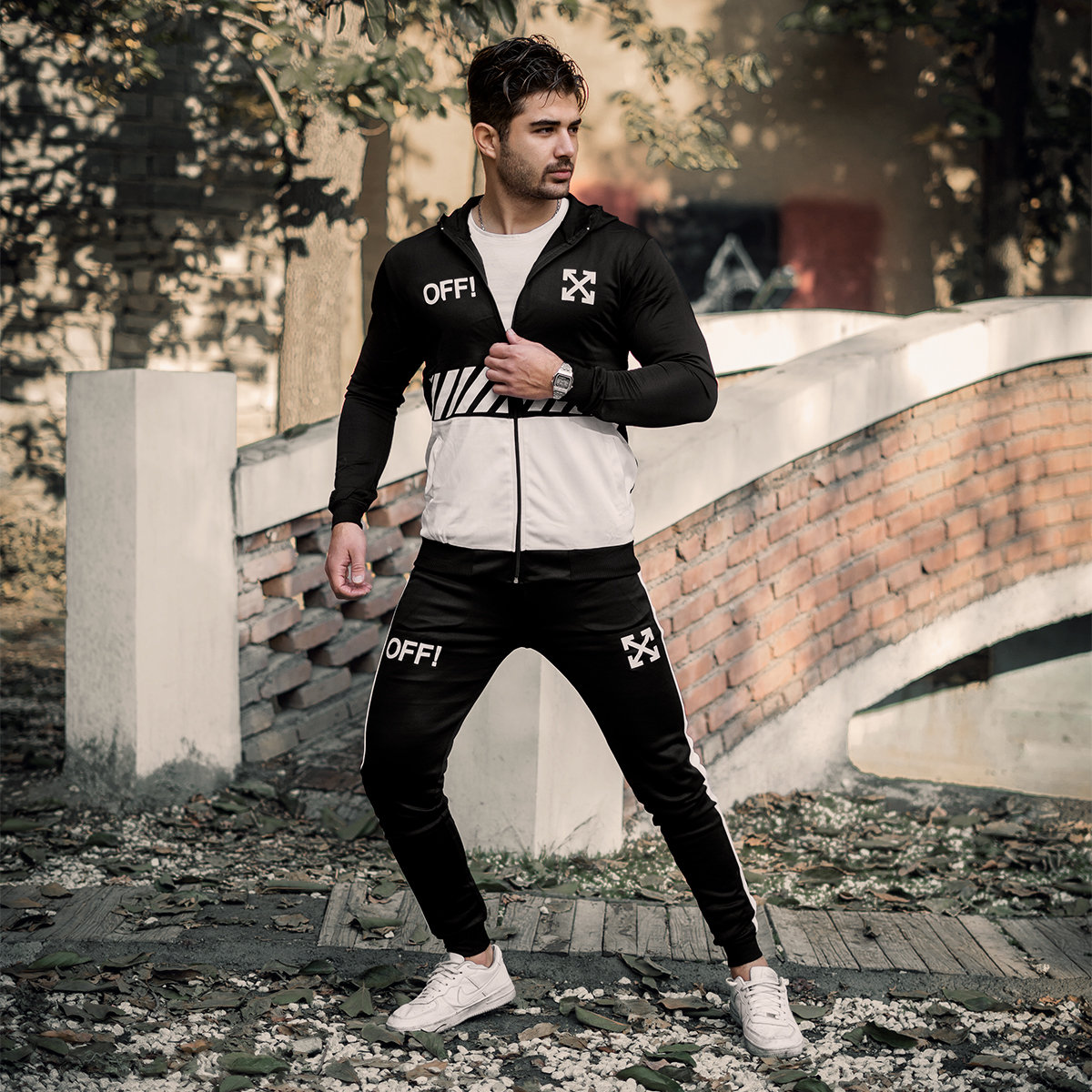 ست سوییشرت شلوار Off-Whiteمردانه مشکی سفید مدلlako