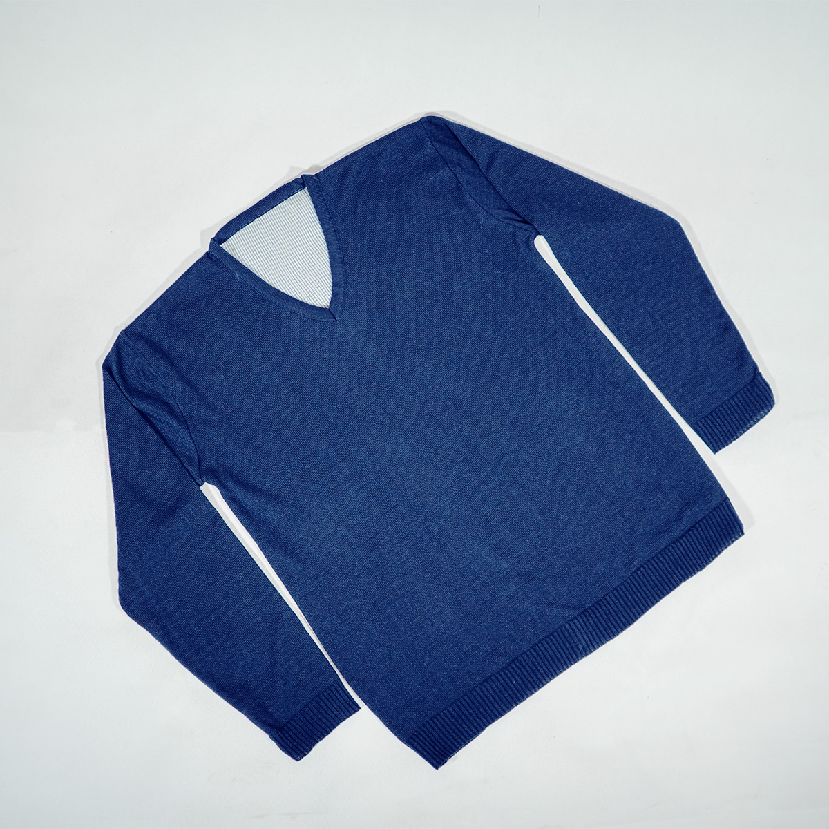 پلیوربافت یقه هفت سرمه ای مردانه مدلETM