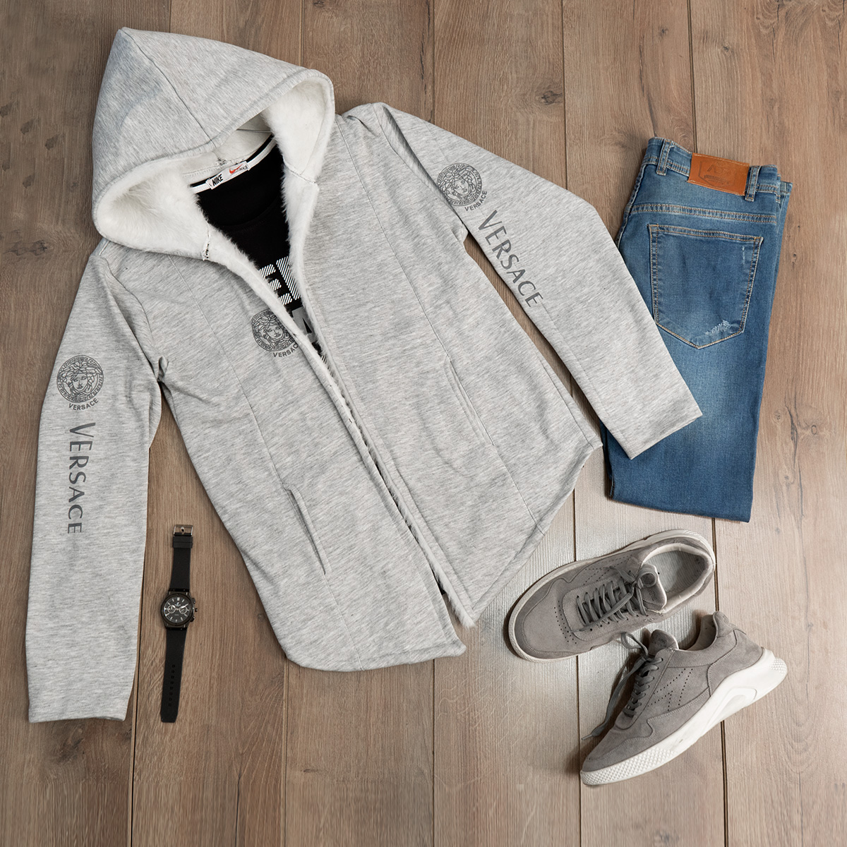 شنل مردانه ورساچه طوسی روشن مدلsogi