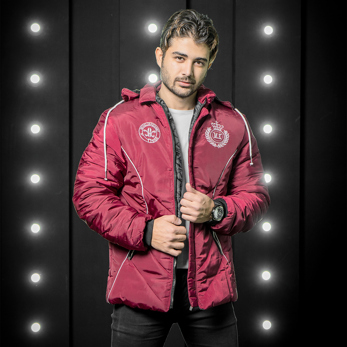 کاپشن مردانه قرمز مدل Parisha