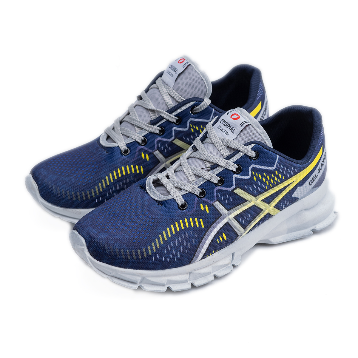 کفش مردانه اسیکس سرمه ای زرد مدل dahak