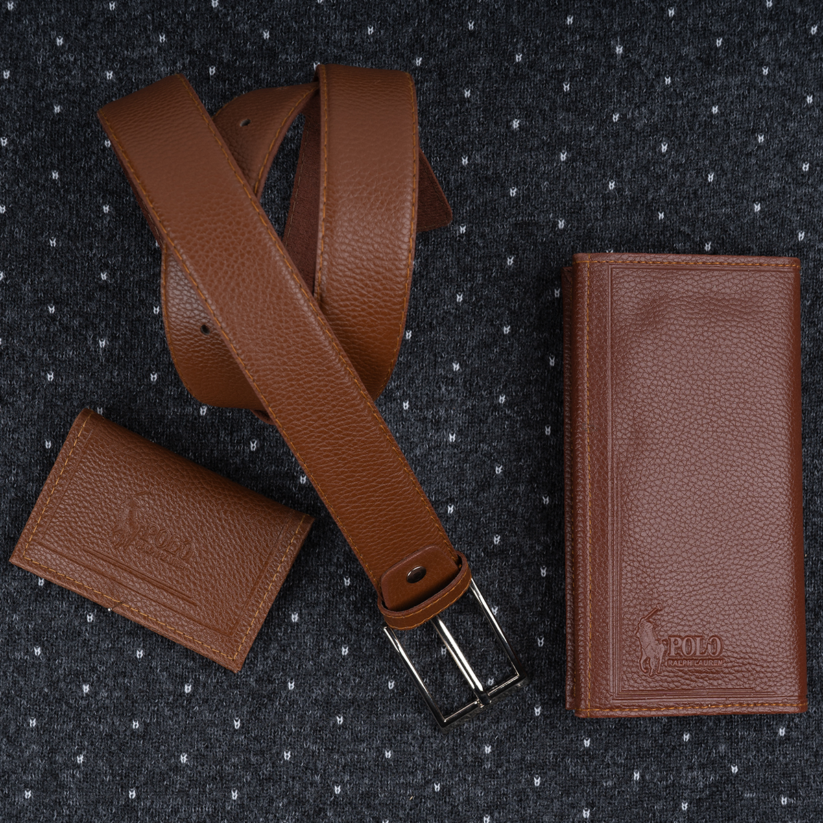 ست کیف و کمربند قهوه ای مدل M101