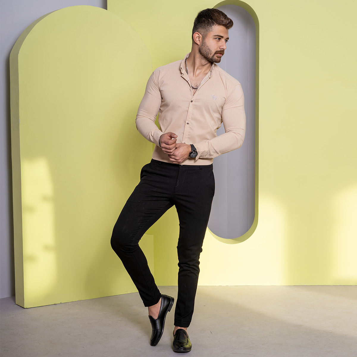 پیراهن مردانه کرم مدل VQ