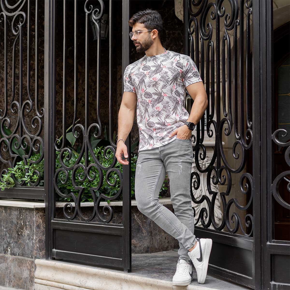 تیشرت هاوایی مردانه طرح برگ مدل Ermi