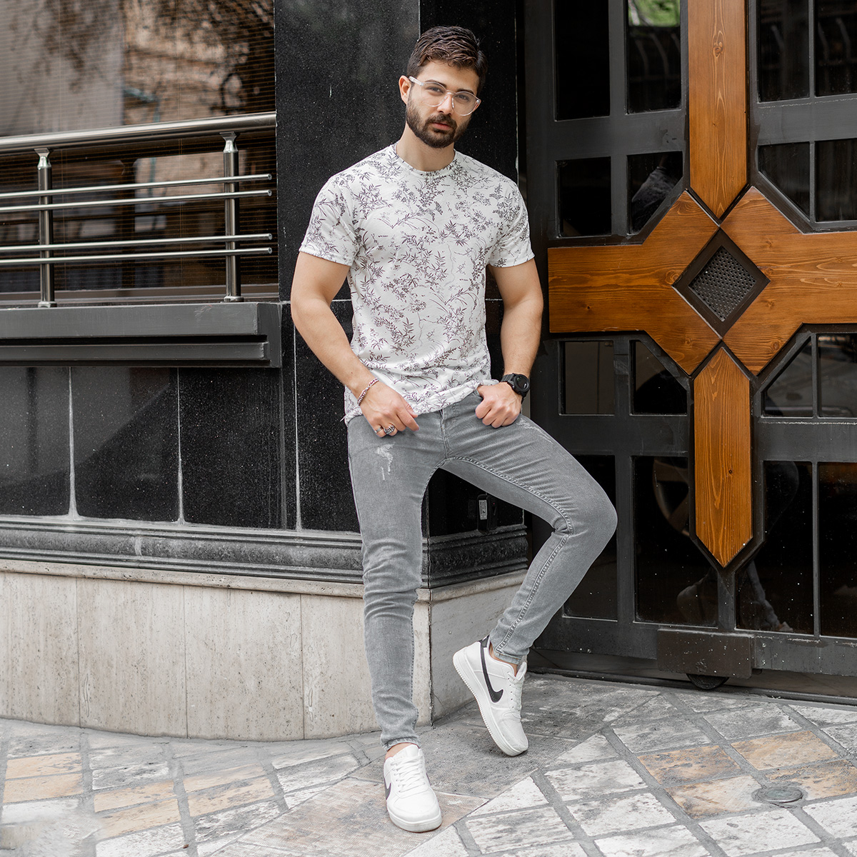 تیشرت هاوایی مردانه طرح برگ مدل palin