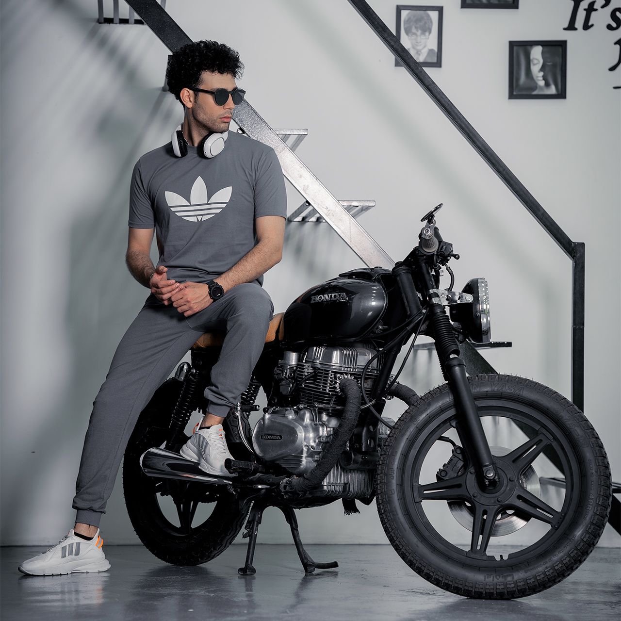 ست تیشرت شلوار مردانه طوسی آدیداس مدل DG110