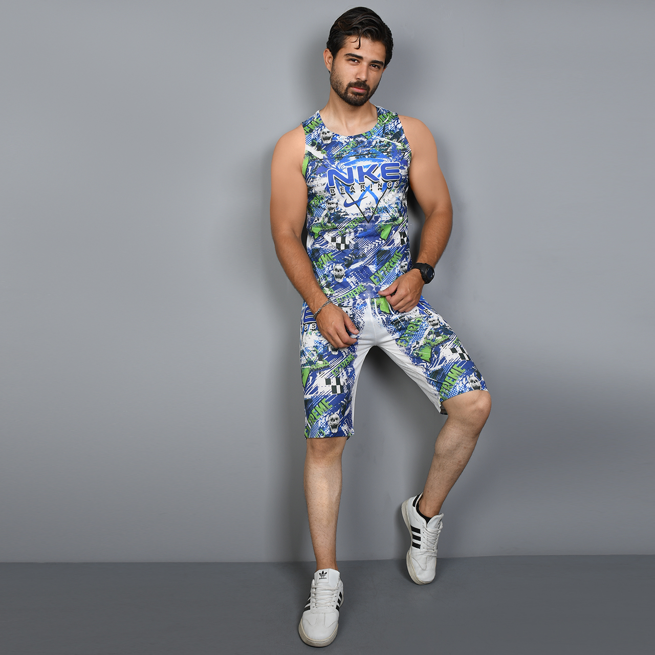 ست رکابی شلوارک آبی مردانه مدل Nike 40