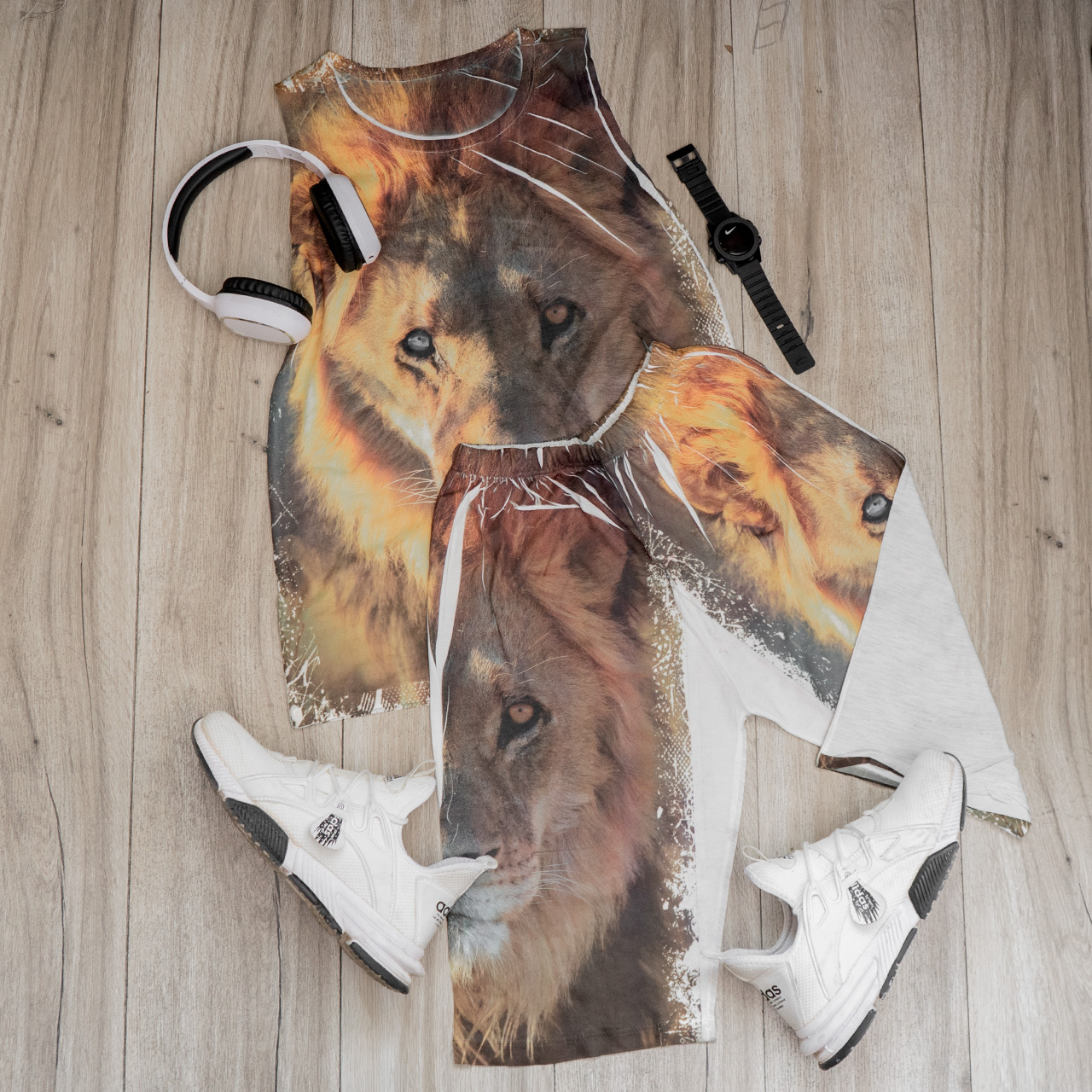 دو تا ست رکابی شلوارک طرح شیر مدل C28