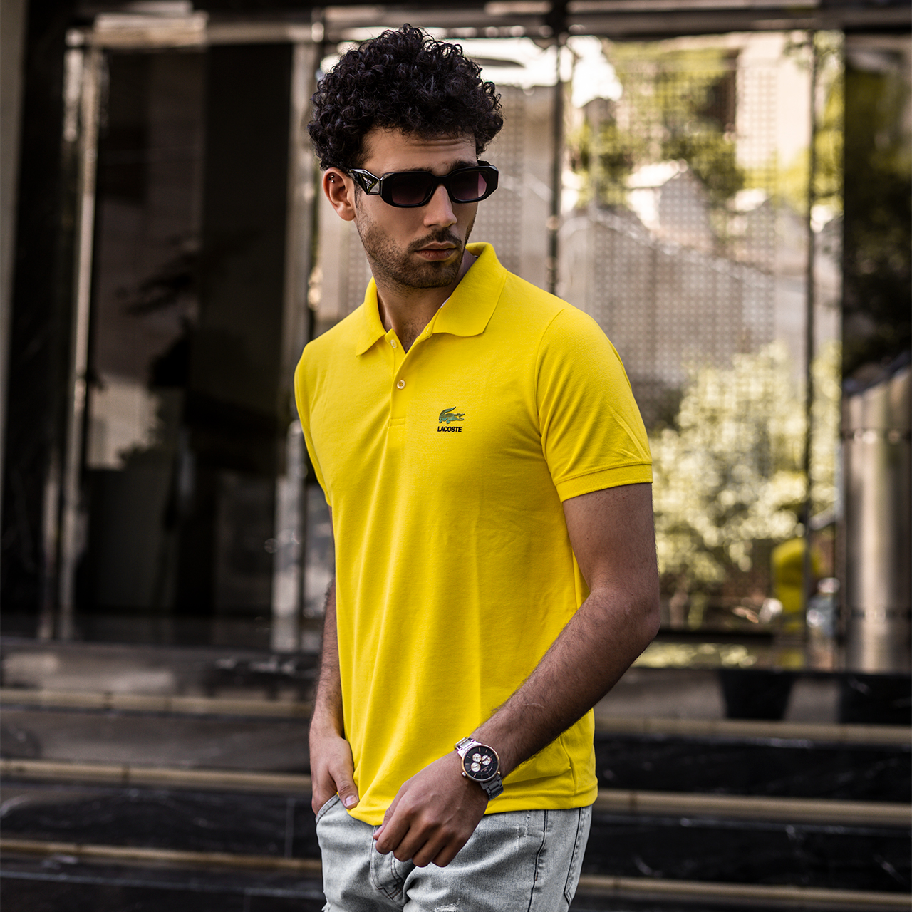 تیشرت مردانه Lacoste جودون-زرد مدل Mahyar