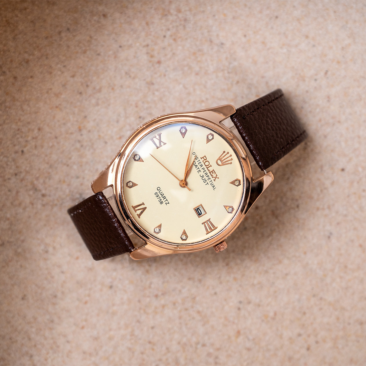 ساعت طرح رولکس قهوه ای مدل RX90