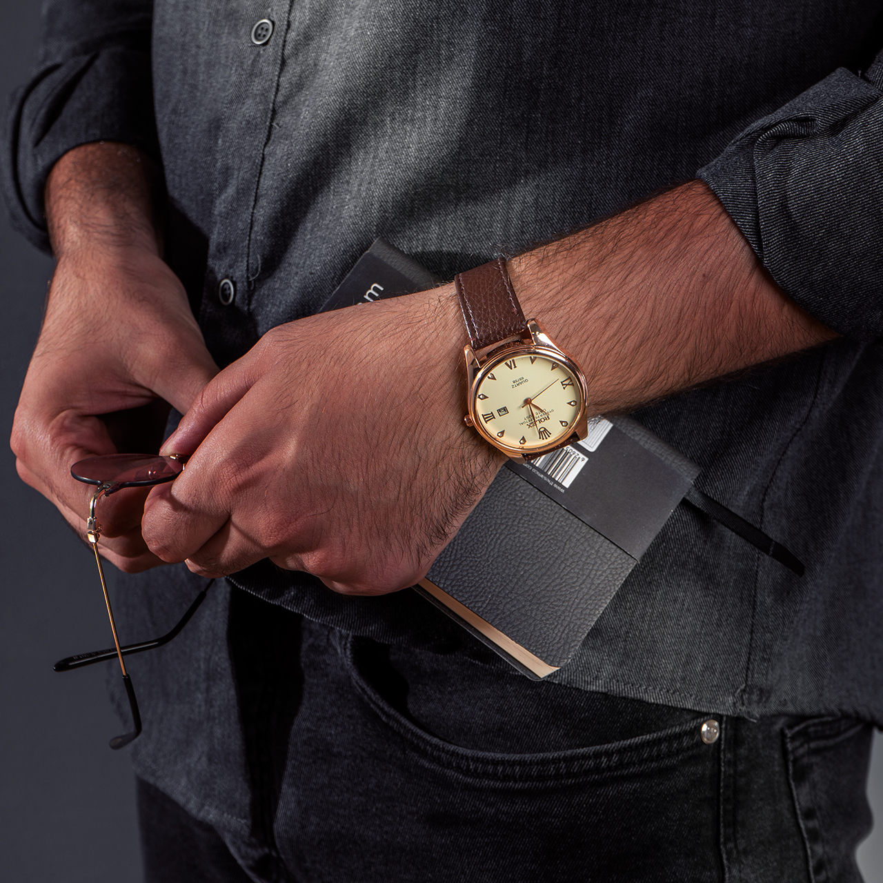 ساعت طرح رولکس قهوه ای مدل RX90