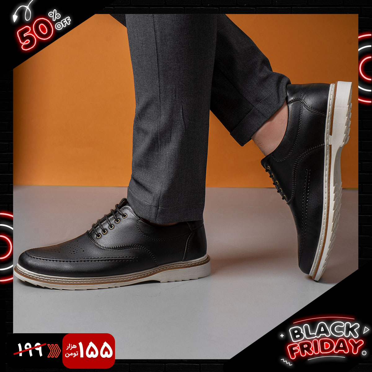 کفش تخت مشکی مردانه مدل T360