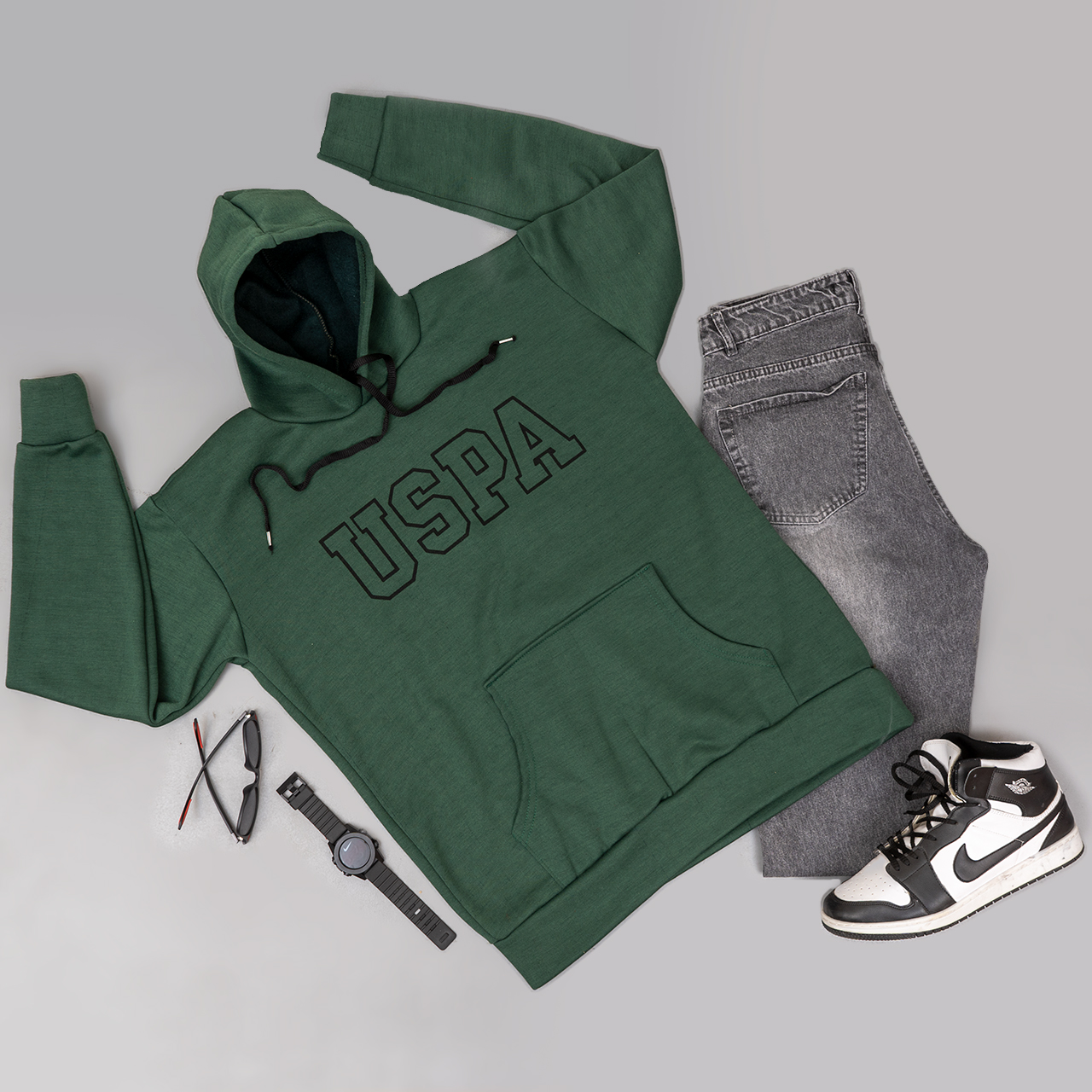 هودی مردانه USPA سبز مدل Sarmad