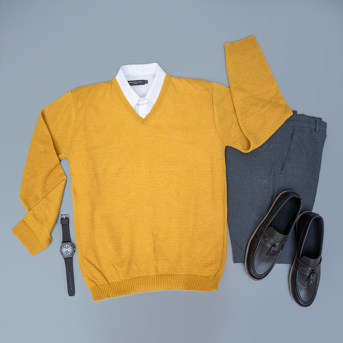 پلیوربافت یقه هفت خردلی مردانه مدل sorosh