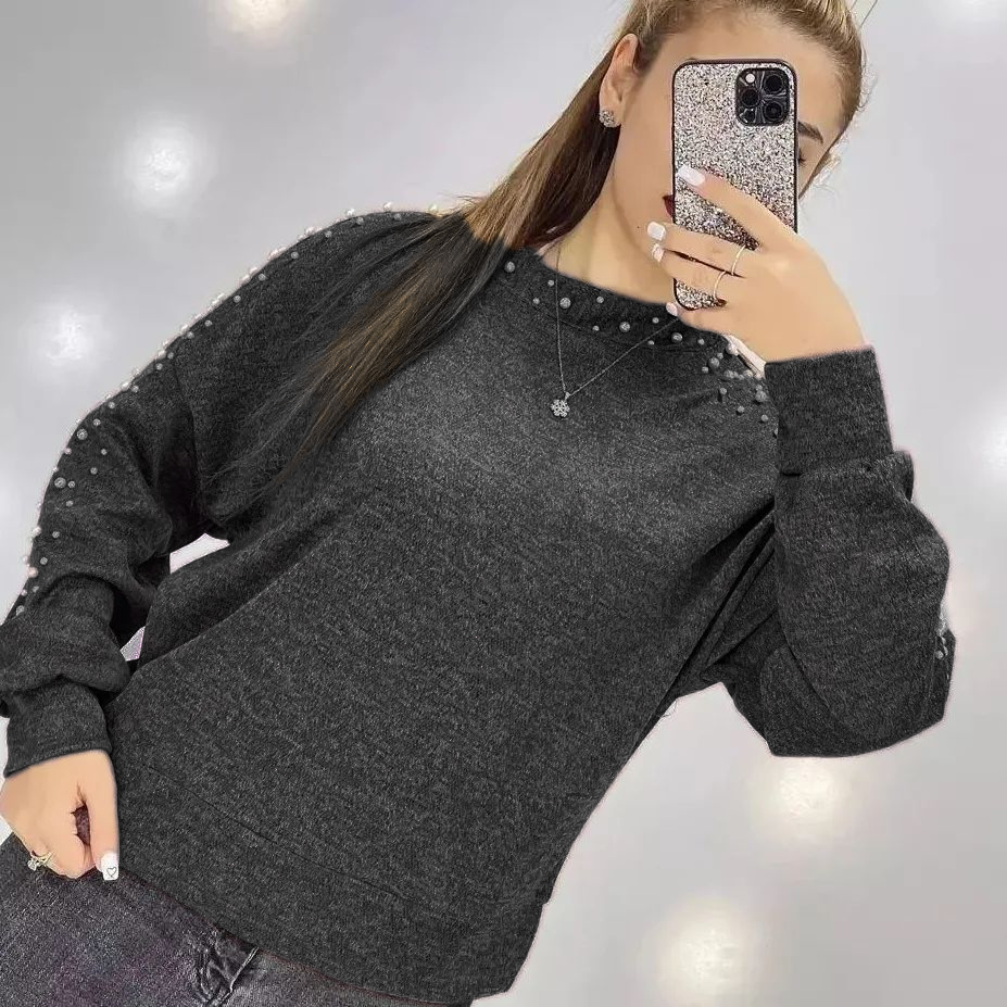 بلوز مرواریدی ذغالی دخترانه مدل venos