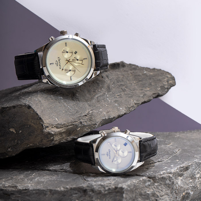 ست ساعت ELEGANCE نقره ای صفحه سفید مدل Rita