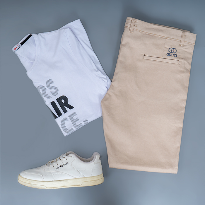 شلوار کتان کرم مردانه مدل Gucci