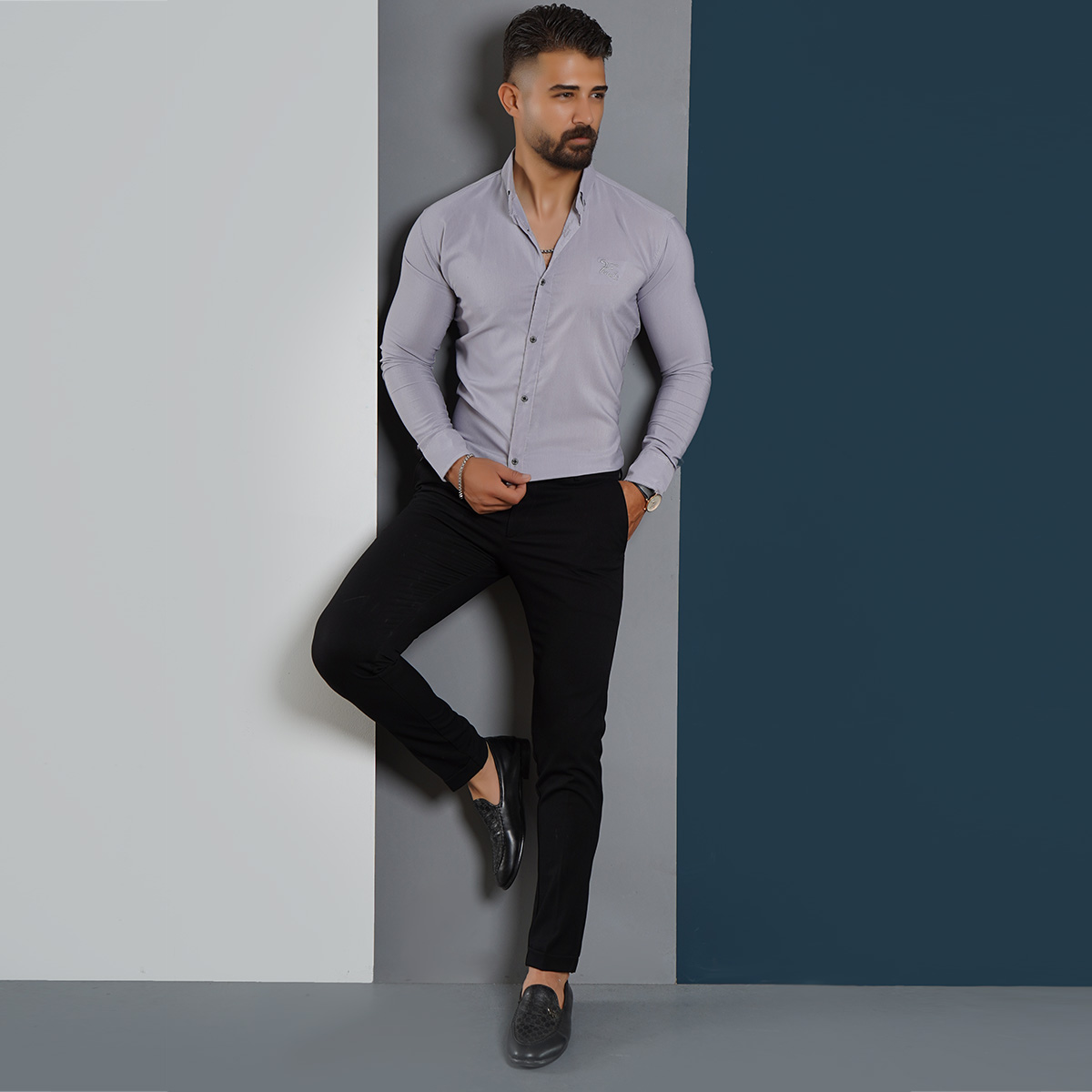 پیراهن طوسی مردانه مدل Fendi