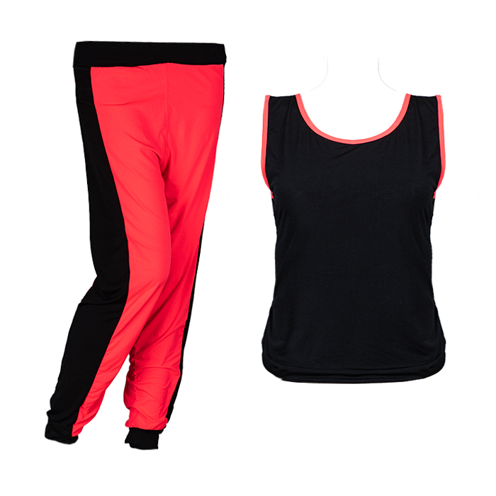 ست تاپ شوار زنانه ضربدری مشکی صورتی NAZI