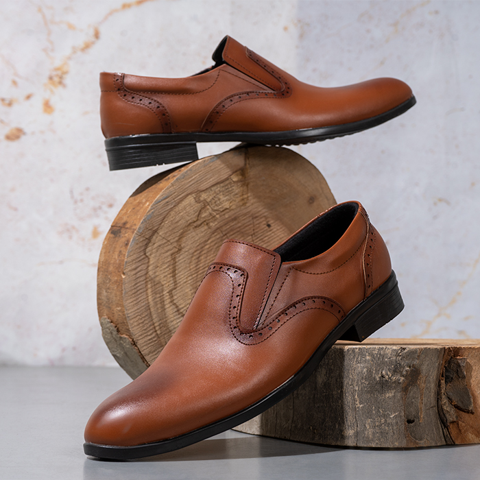 کفش مردانه رسمی ۸ترک عسلی مدل 63
