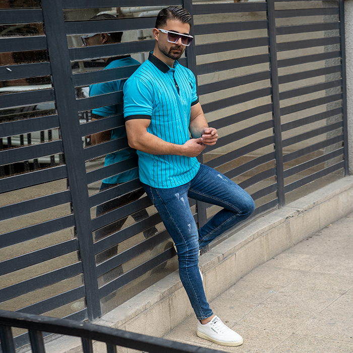 تیشرت مردانه آبی مدل MONO