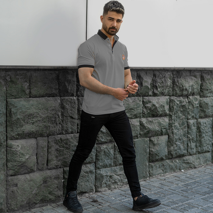 تیشرت مردانه طوسی مدل RIBAN