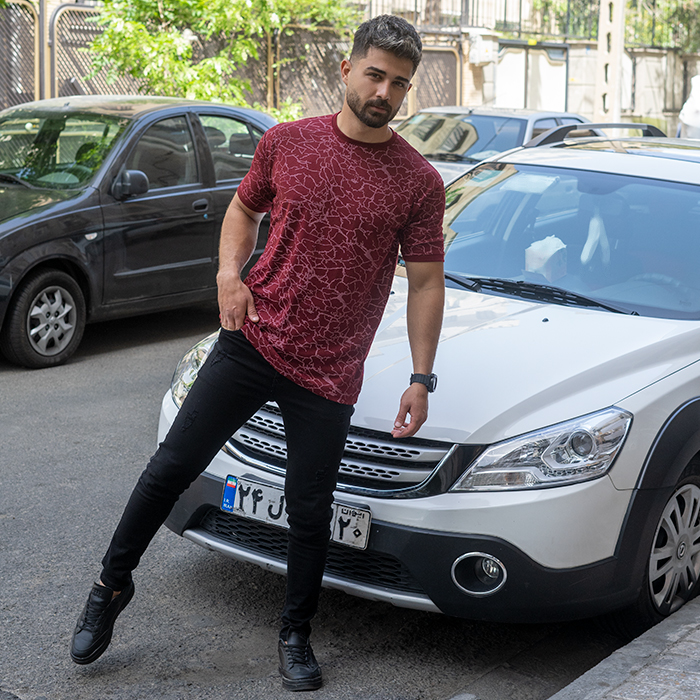 تیشرت قرمزمردانه طرح ترک مدل MALOMA