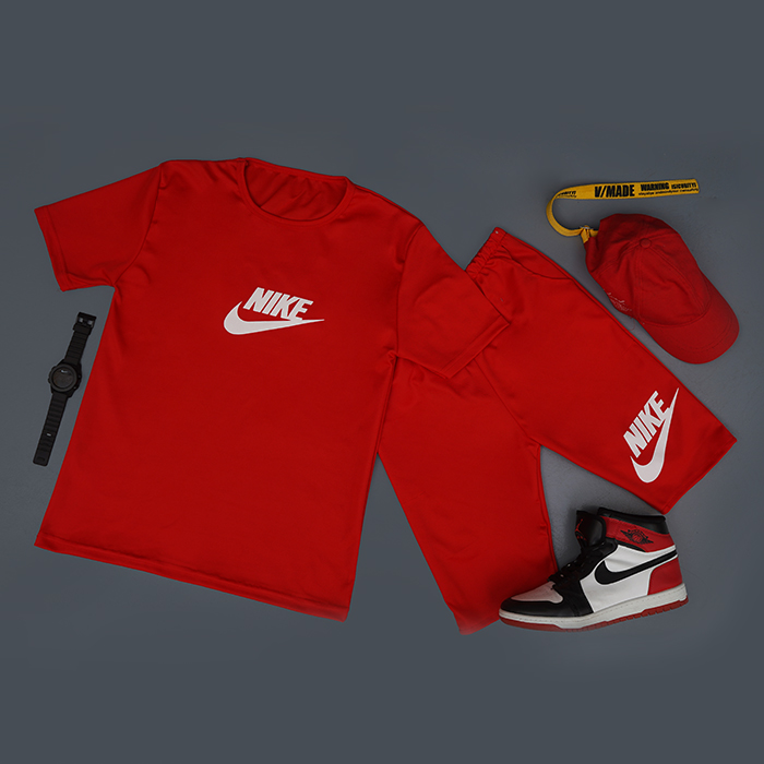 ست تیشرت شلوارک NIKE قرمزمردانه مدل Sarox