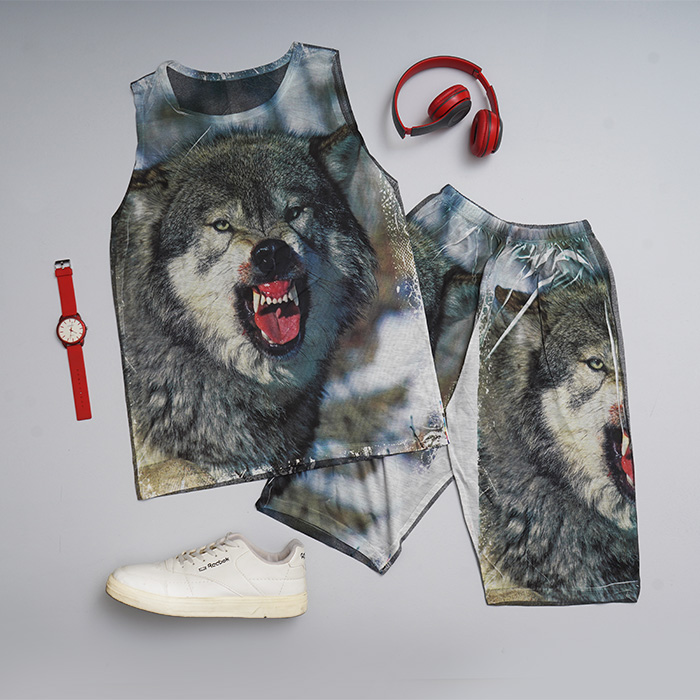 ست رکابی شلوارک مردانه مدل Wolf