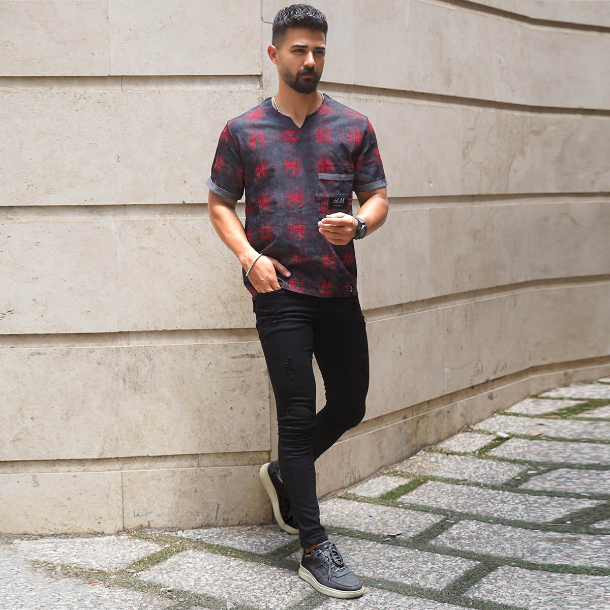 تیشرت مردانه قرمز مدل Artian