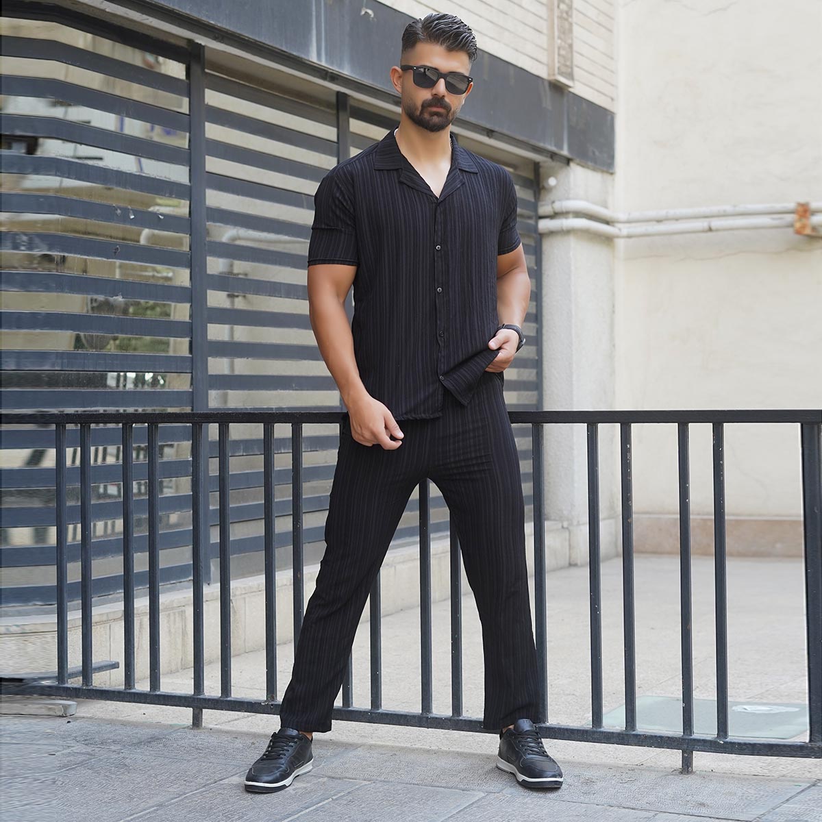 ست پیراهن شلوار مراکشی مردانه مشکی مدل Pasha