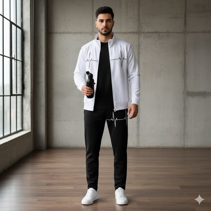 ست سوییشرت شلوار مردانه سفید مدل EKO