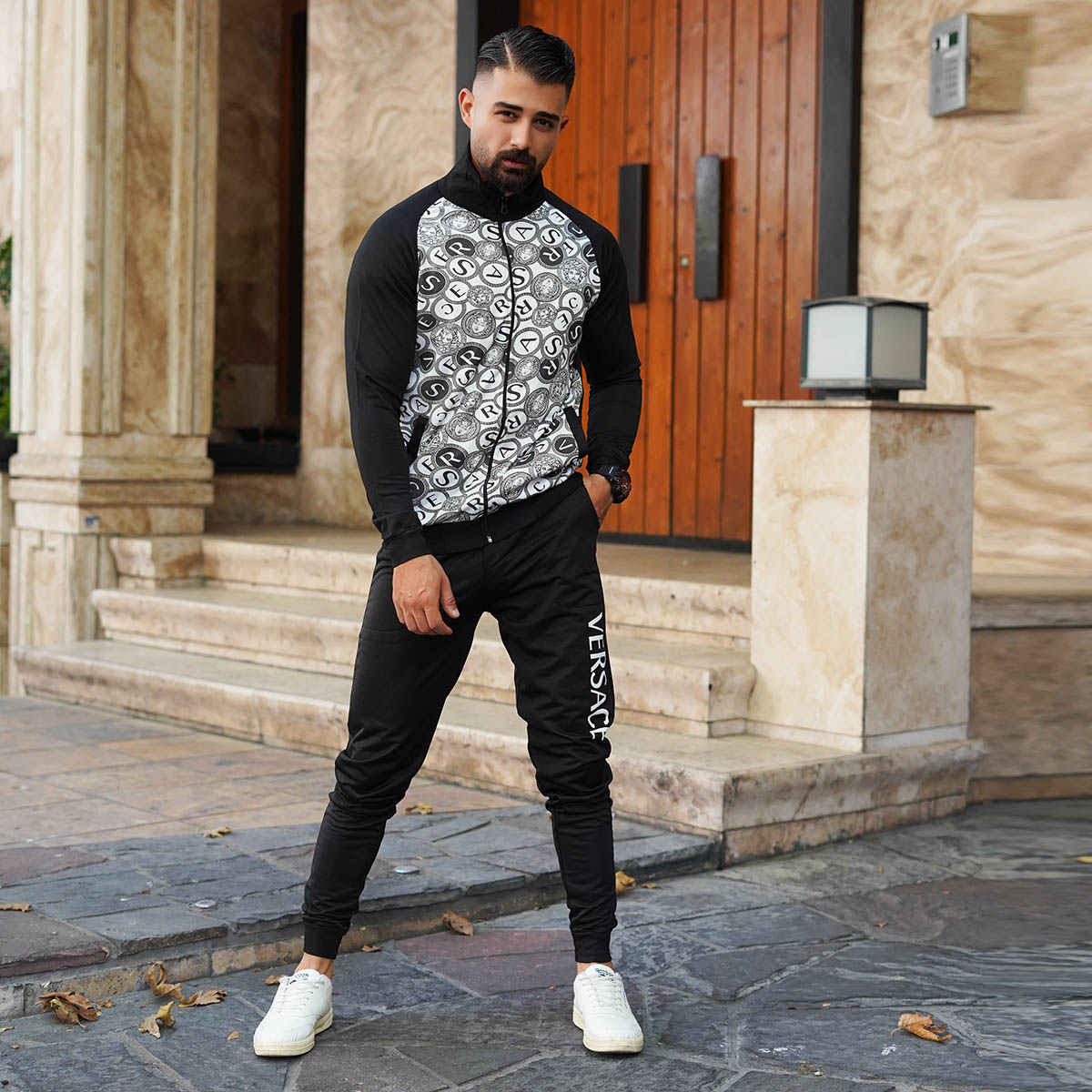 ست سوئیشرت شلوار مردانه سفید مدل Versace