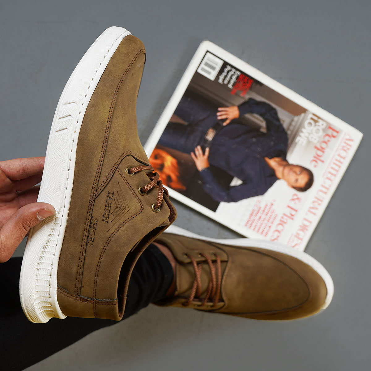 کفش مردانه خاکی مدل Tahsin