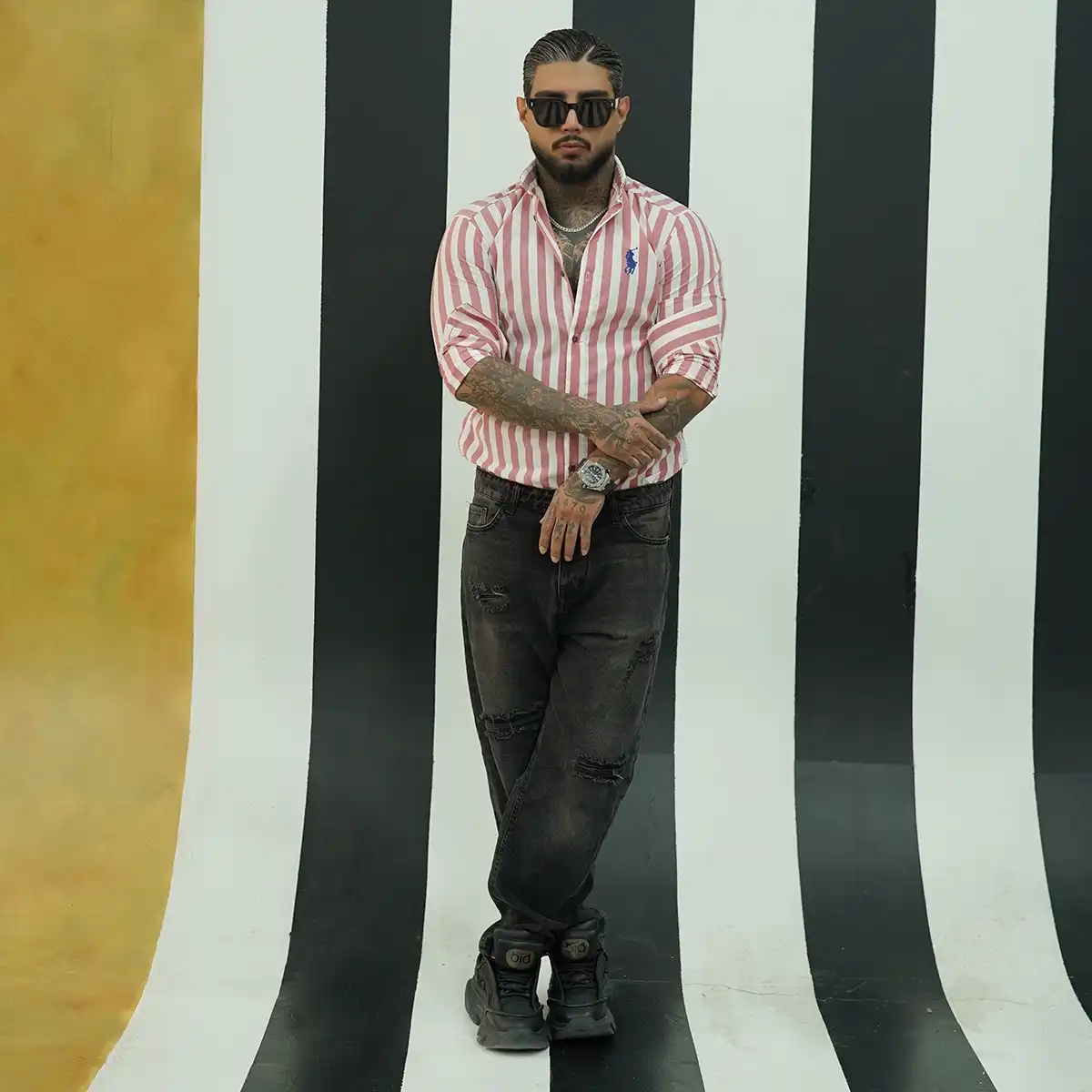 پیراهن مردانه سفید صورتی مدل Hadi