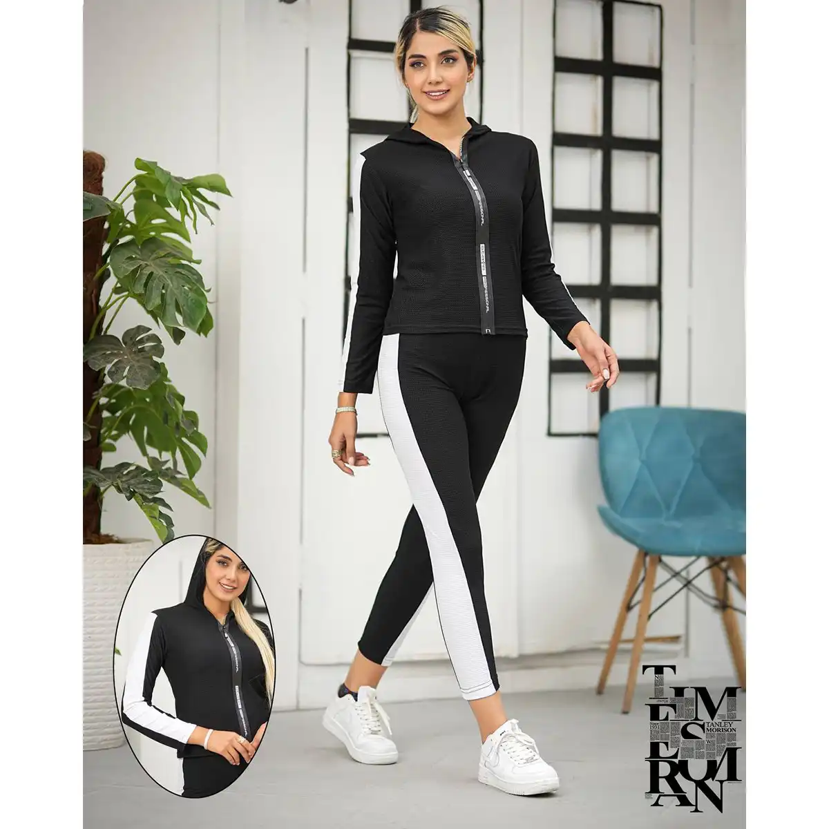 ست سوئیشرت شلوار زنانه مشکی مدل STAYE