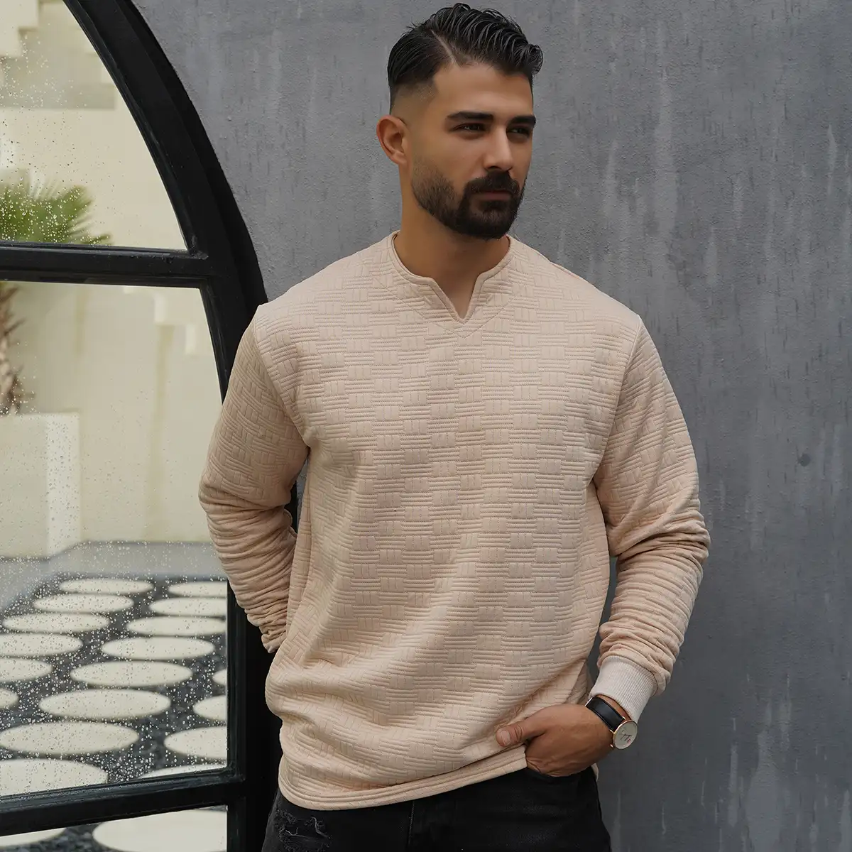 بلوز مردانه کرم مدل Q99