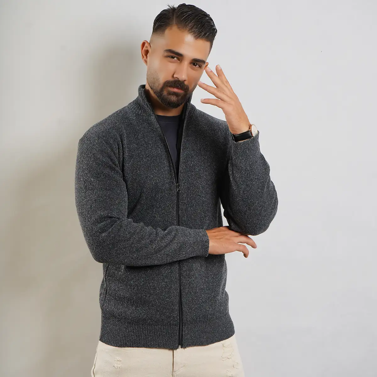 سوییشرت مردانه ذغالی مدل Meysam