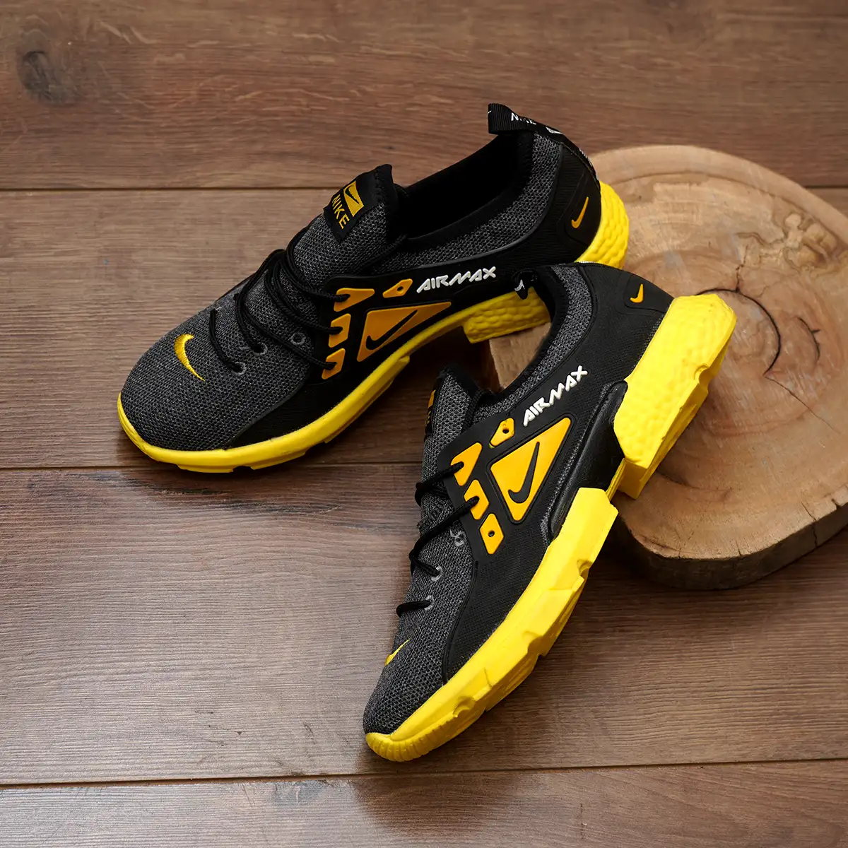 کتونی مردانه مشکی زرد مدل Elgo