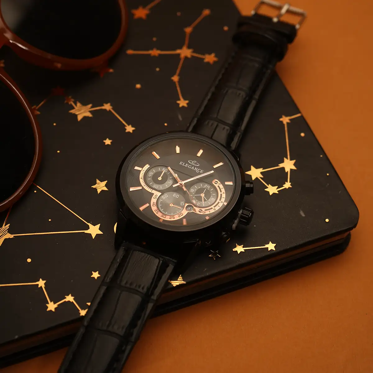 ساعت ELEGANCE مشکی صفحه مشکی مدل B62