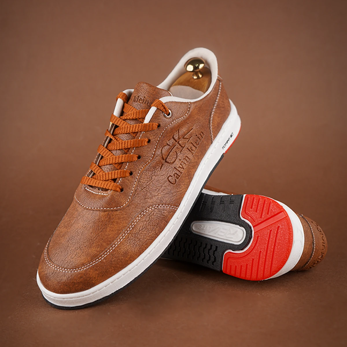 کفش تخت مردانه عسلی مدل CALVIN KLEIN